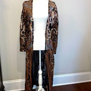 Women’s Sequin Gold Duster Cardigan
